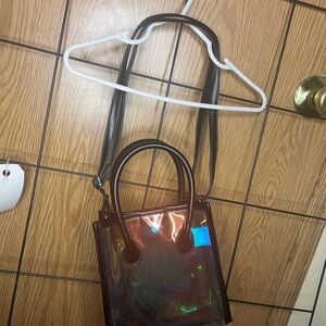 Holographic Mini Crossbody Bag with Black Trim